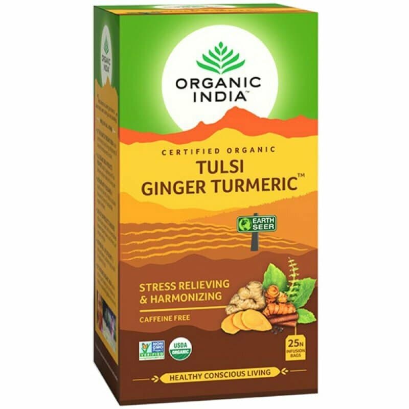 Чай Тулси, имбирь, куркума Organic India, 25 пакетиков - чай